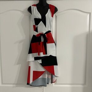 Colorblock Sleeveless Wrap Dress